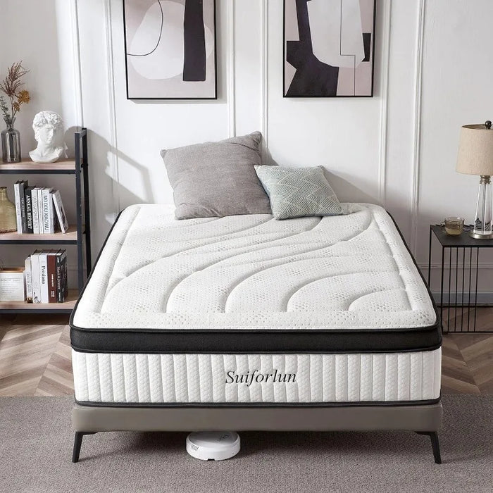 14 Inch Hybrid Gel Memory Foam and Innerspring Mattress, Euro Top Luxury Mattress with 7 Premium Layers, Pressure Relief
