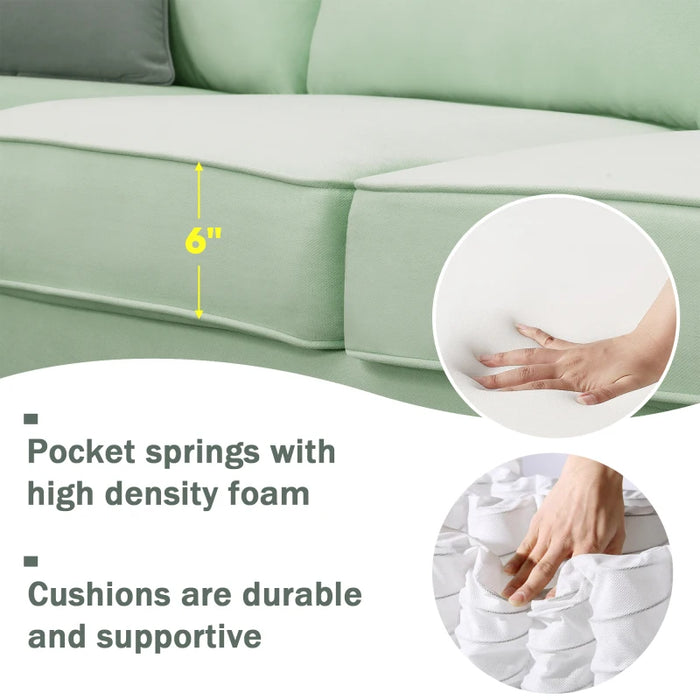 112*87" Sectional Sofa Couches Living Room Sets 7 Seats Modular Sectional Sofa with Ottoman L Shape Fabric Sofa Corner Couch Set