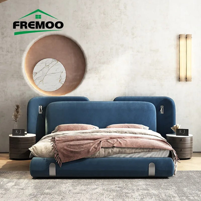 Modern Luxury Up-Holstered Beds Bedroom Furniture Italian Tufted Headboards Pine Wood King Size Bed Frame Queen cama de casal