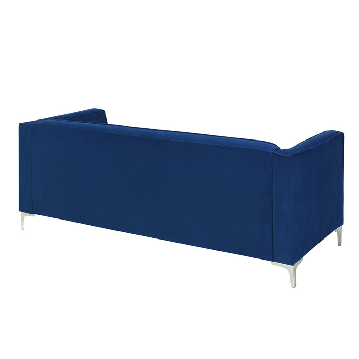 Mid Century Velvet Sofa,2-3 Seater Modern Couch, Exquisite Loveseat with Vertical Striped Decoration and Metal Legs