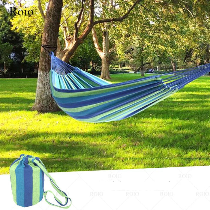 Camping Hammock Portable Hammock Striped Canvas Single Double Hammock Travel Hanging Bed Camping Accessories Outdoor Hammock