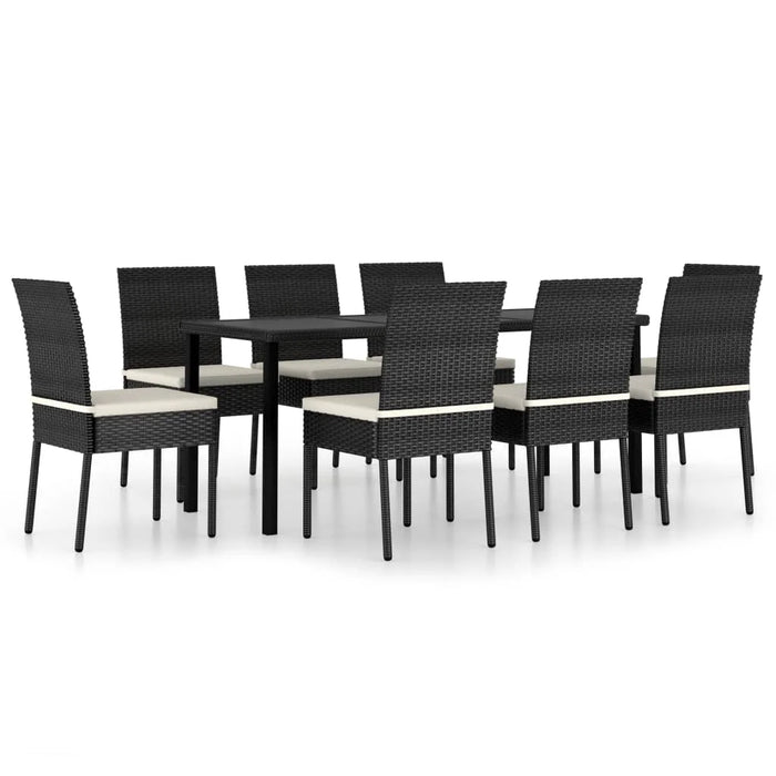 9 Piece Patio Dining Set Poly Rattan Black C Outdoor Table and Chair Sets Outdoor Furniture Sets