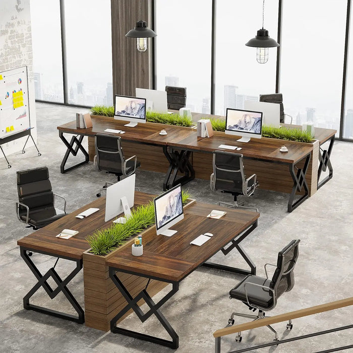 Tribesigns 63 Inch Executive Desk, Large Office Computer Desk with Extra Thick Wooden Tabletop and Metal Frame, Modern Simple Wo
