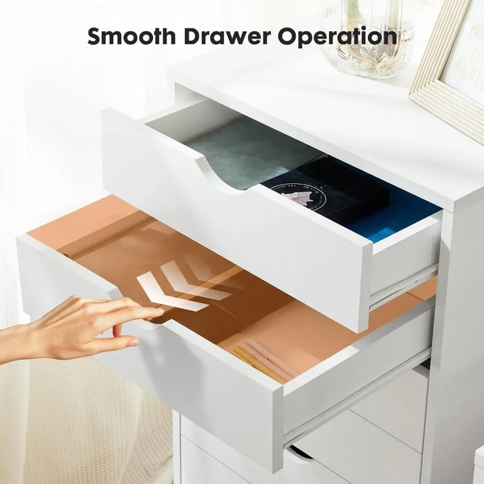 7 Drawer Chest - Dressers Storage Cabinets Wooden Dresser White Mobile Cabinet with Organization Furniture for Office, Home
