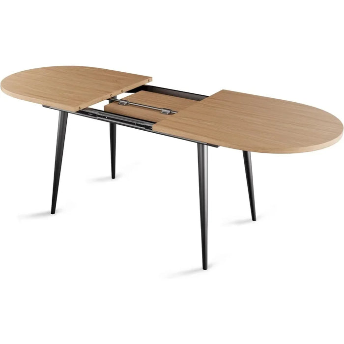 75" X 32" Expandable Dining Table - a Oval Wooden Table Top With Metal Legs Room Furniture Home