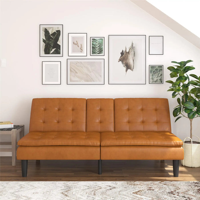 Memory Foam Futon with Cupholders and USB, Leather