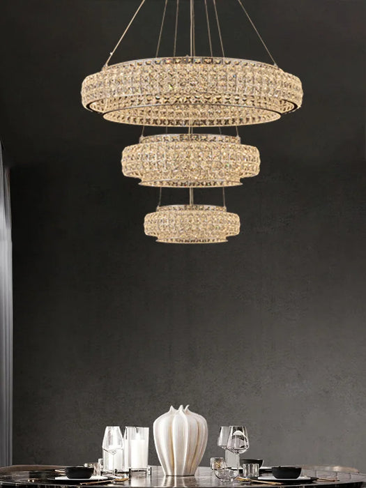 Luxury Round Ceiling Chandeliers Crystal Home Decor Modern Hanging Light Ceiling Suspension Lamps for Living Room Lustres