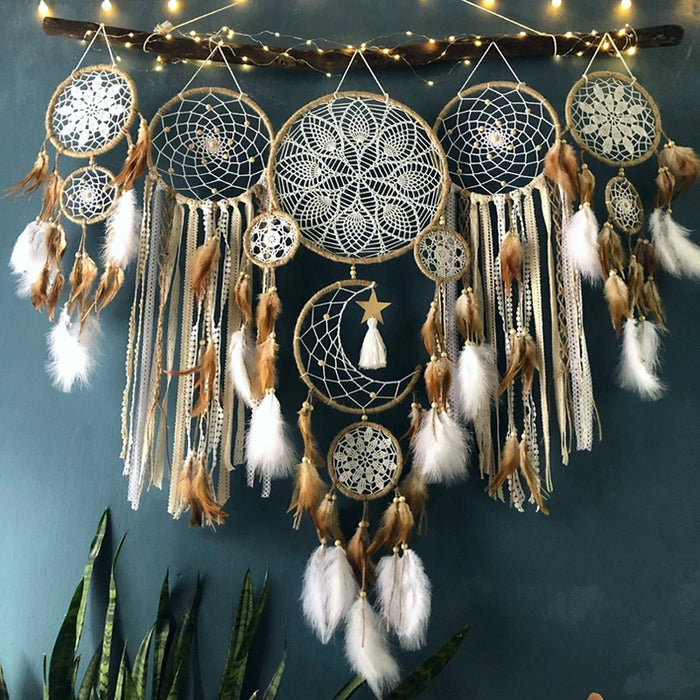5pcs Dream Catcher Boho Decor Tapestry Feather Wall Hanging Interior Tassel Wall Hanging Home Decor