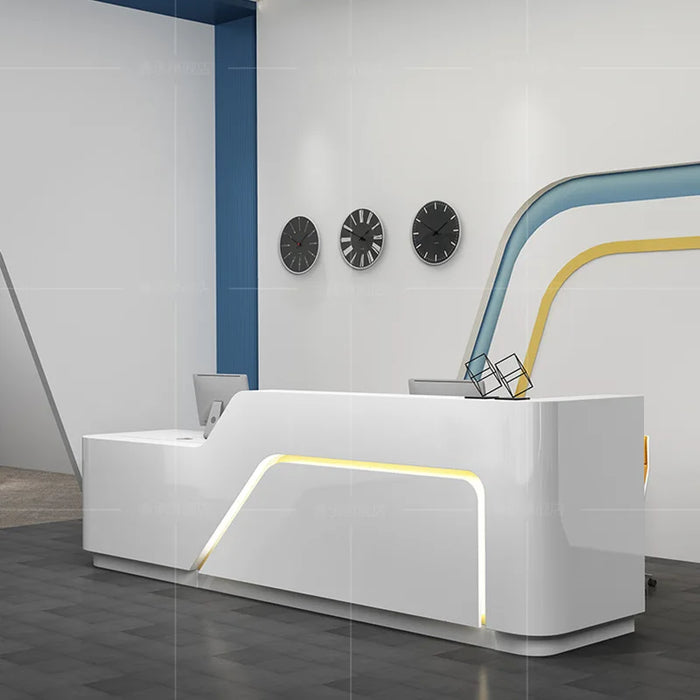 Customized Light Luxury Glossy Office Counter Simple Table Commercial Reception Desk