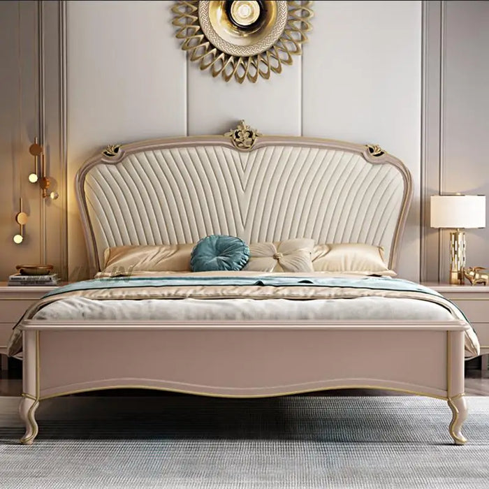 American Modern Queen Upholstered Bed Light Luxury Double Fabric Multi-Size Frame Solid Wood Bedroom Set Furniture Apartment
