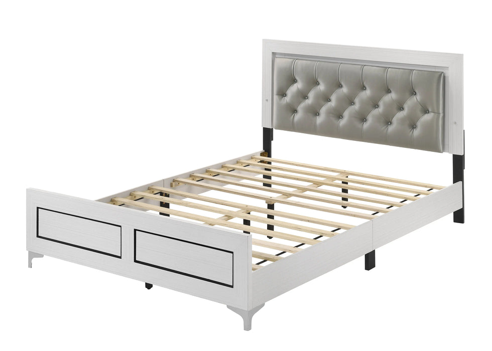 ACME Casilda Queen Bed w/LED in Gray PU & White Finish
