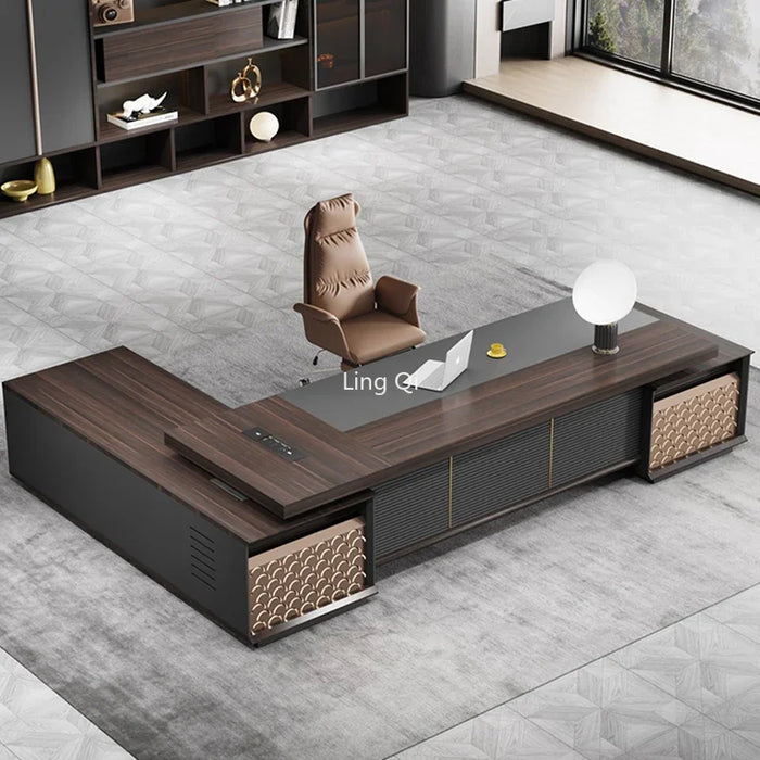 European Luxury Office Desk L Shaped Reception Free Shipping Boss Computer Desks Mid Century Organizer Escritorio Home Furniture