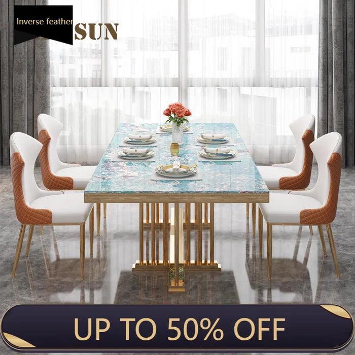 Center Green Table Dining Nordic Kitchen Console Mobile Rectangular Luxury Dining Tables Marble Mesa Comedor Room Furnitures