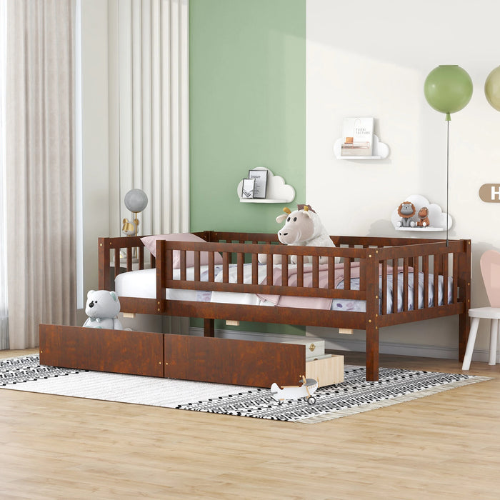 VSOGA Twin Sofa Bed Wooden Bed - With Two Drawers, Assembled Length 79.50cm Assembly Width 57.cm Assembly Height 28.30cm