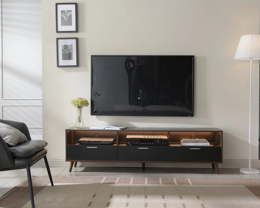 LED TV Stand Entertainment Center with Storage Modern Media Console Tables TV Cabinet for Living Room Bedroom and Office Walnut