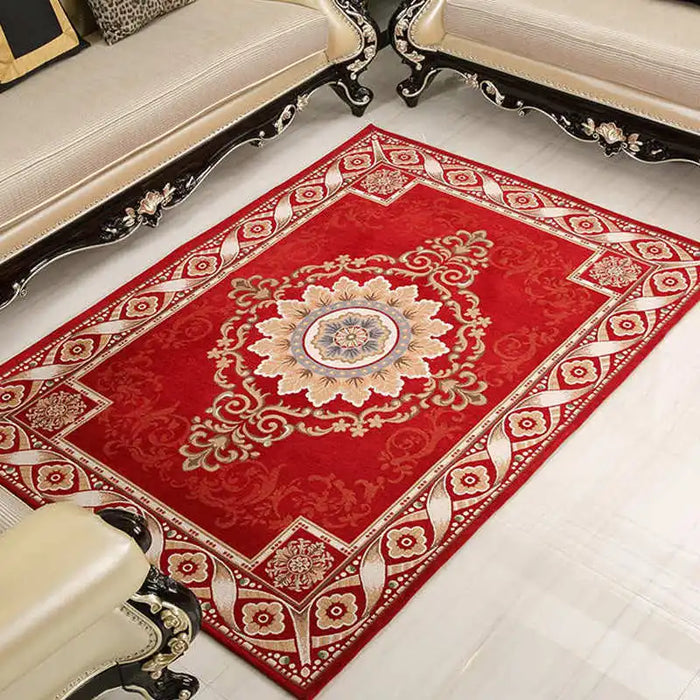 Classic Jacquard Carpet For Living Room Europe Red Carpet Rug Home Bedroom Kids Room Floor Mat Bedside Decor Weave Rug Alfombra
