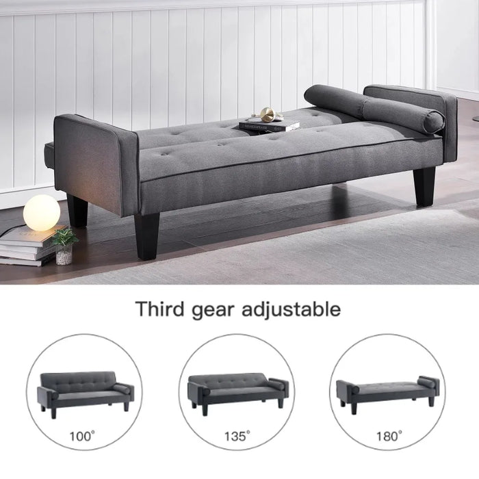 Apartment Modern Sofas for Living Room 72" Futon Sofa Bed Upholstered Folding Futon Fabric Couch Gray Convertible Puffs Air Home