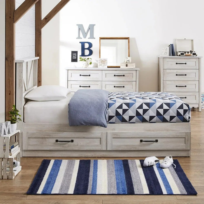 Modern Farmhouse 6 - Drawer Dresser, Rustic White Finish vanity table  dressers for bedroom  bedroom furniture