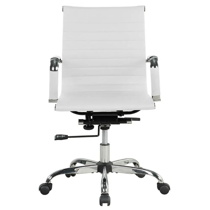 Mainstays Ribbed Back PU Leather Office Chair, Adjustable Height, White