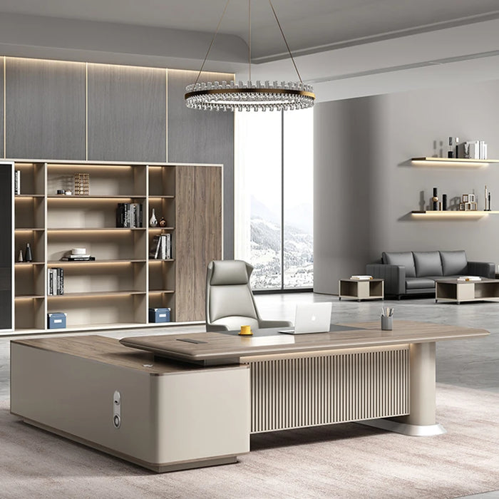 Light Luxury Boss Desk Simple Modern High-end Square Manager Leadership Desk General Manager Office Furniture Desk Combination