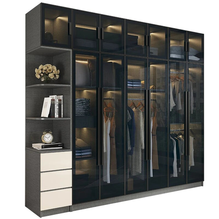 Wooden Organizer Wardrobe Clothes Entry Glass Door Simple Wardrobe Hanging Storage Modern Unique Quarda Roupra Room Furniture