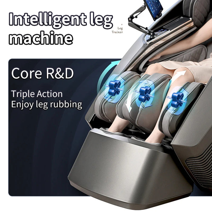 4D Large SL Massage Chair Calf Roller Zero Gravity Intelligent Voice Stretching Wireless Charging Tablet PC, Supports APP