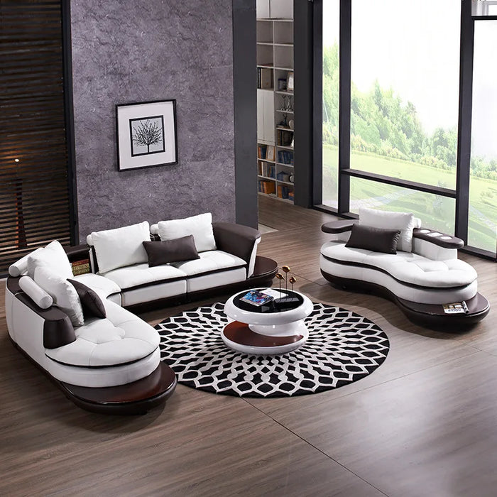 Living Room Sofa Italian Cow Genuine Leather Couch Muebles De Sala Cama Puff Asiento Sala Futon With Speaker USB Iphone Charging