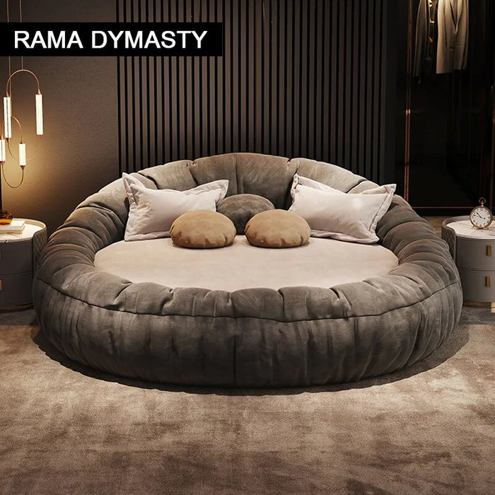 Modern Minimalist Round Bed Couple Bed 2M Italian Minimalist Master Bedroom Double Bed Light Luxury Fabric Bed