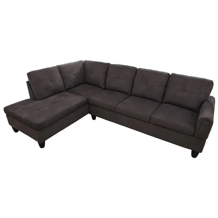 Living Room Convertible Sectional Sofa, Dark Brown, Modern L-Shaped Couch Sofas