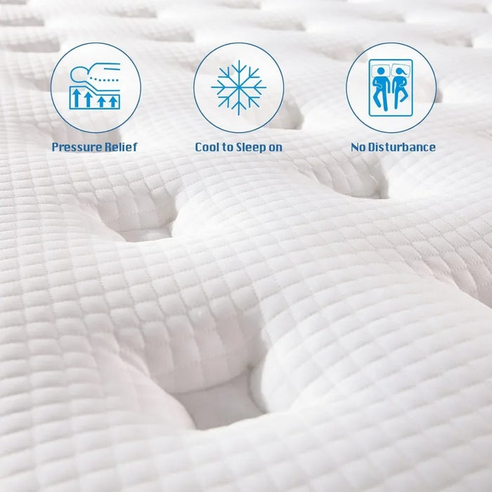 King Mattress, 14 Inch, Gel Foam Mattress, Coils Innerspring Mattress, Support & Pressure Relief, Medium Firm Free Shipping