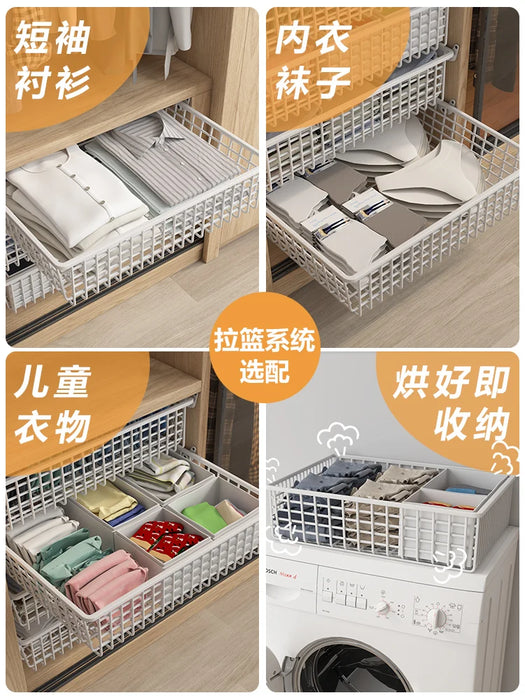 One door to top sliding door of wardrobe Modern simple log style bedroom sliding door coat closet storage closet