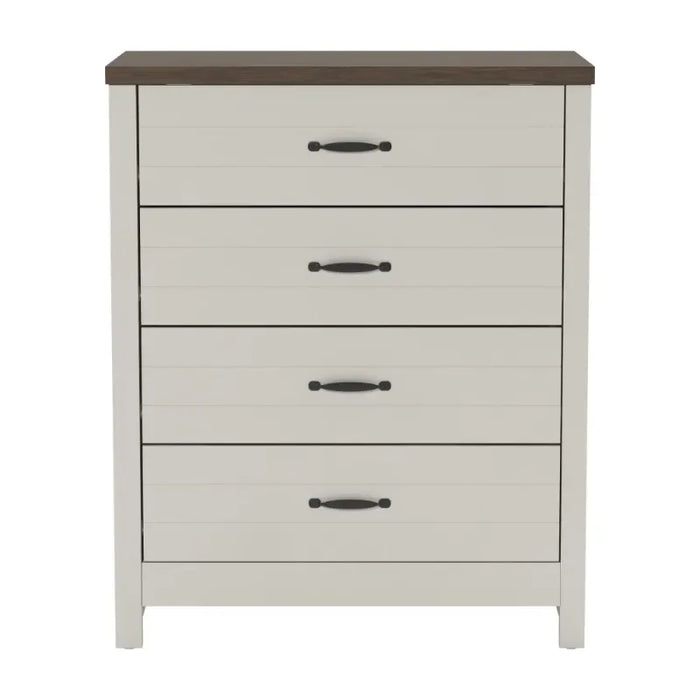 Lancaster Farmhouse 4-Drawer Dresser, Ivory & Oak, Living Essentials