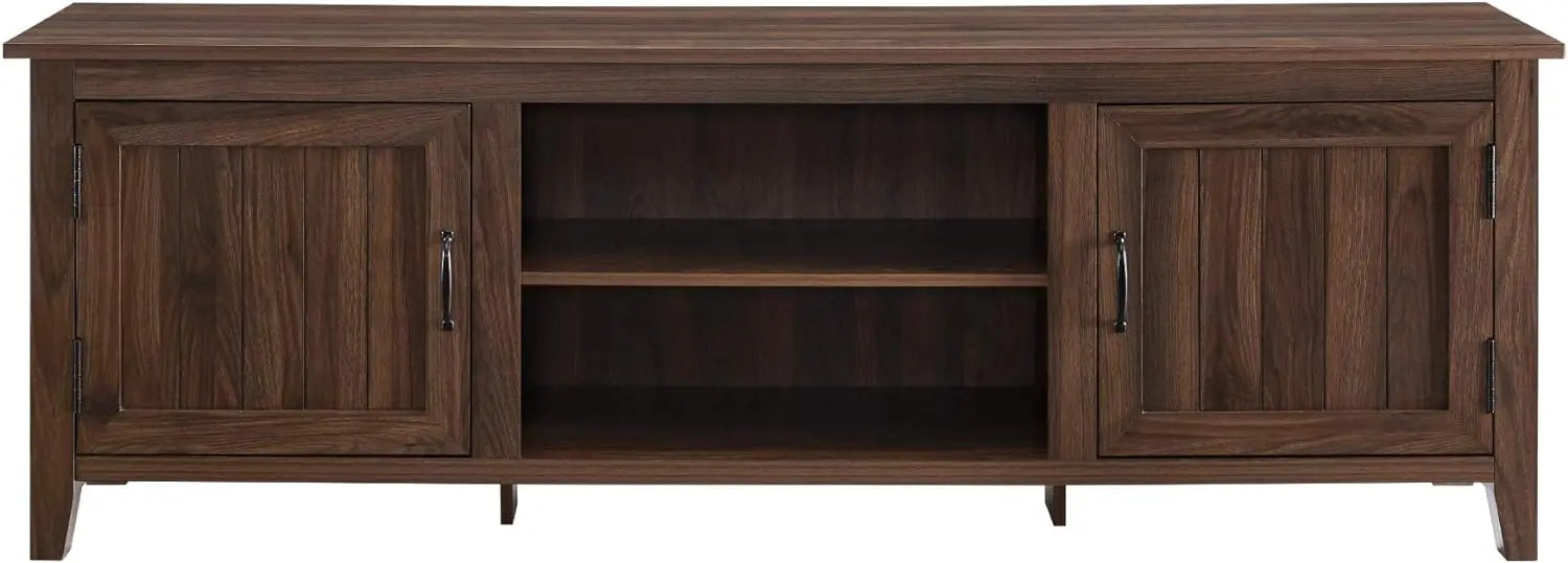Walker Edison Ashbury Coastal Style Grooved Door TV Stand for TVs up to 80 Inches, 70 Inch, Dark Walnut