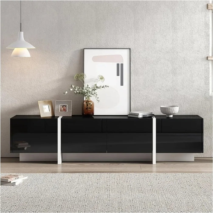 Modern White and Black Modern Rectangular Design Tv Cabinet Suitable for TVs Below 80 Inches Tv Stand Living Room Furniture Home