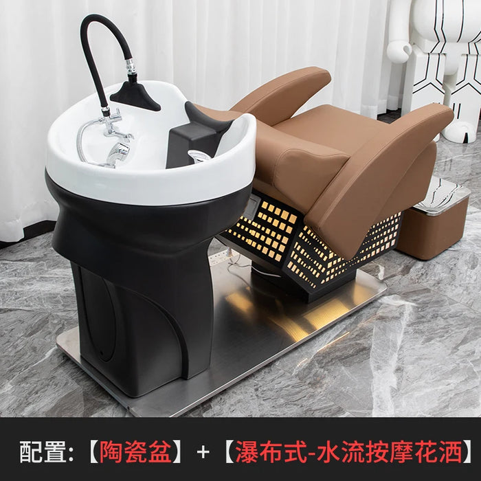 Head Spa Hair Washing Bed Massage Water Circulation Ergonomics Shampoo Chair Luxury Silla Peluqueria Salon Furniture MQ50SC