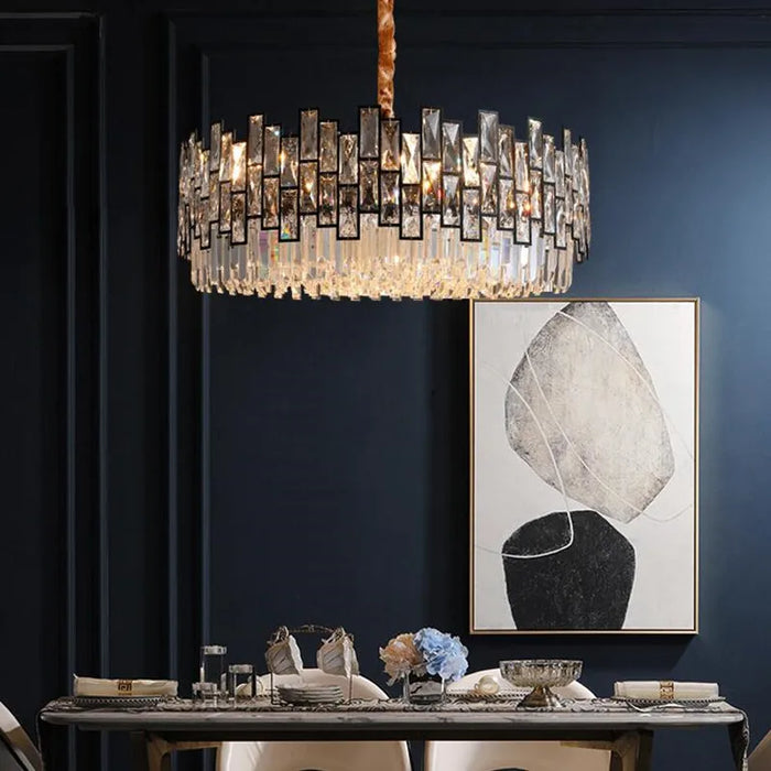 Modern Crystal Chandelier For Living Room Dining Room Black Light Round Lustre Led Chandeliers Kitchen Bedroom Indoor Lighting