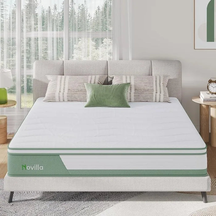 12 Inch 5-Zone Hybrid Mattress with Gel Memory Foam for Pressure Relief & Cool Sleep, Midume Firm Queen Mattress in A Box