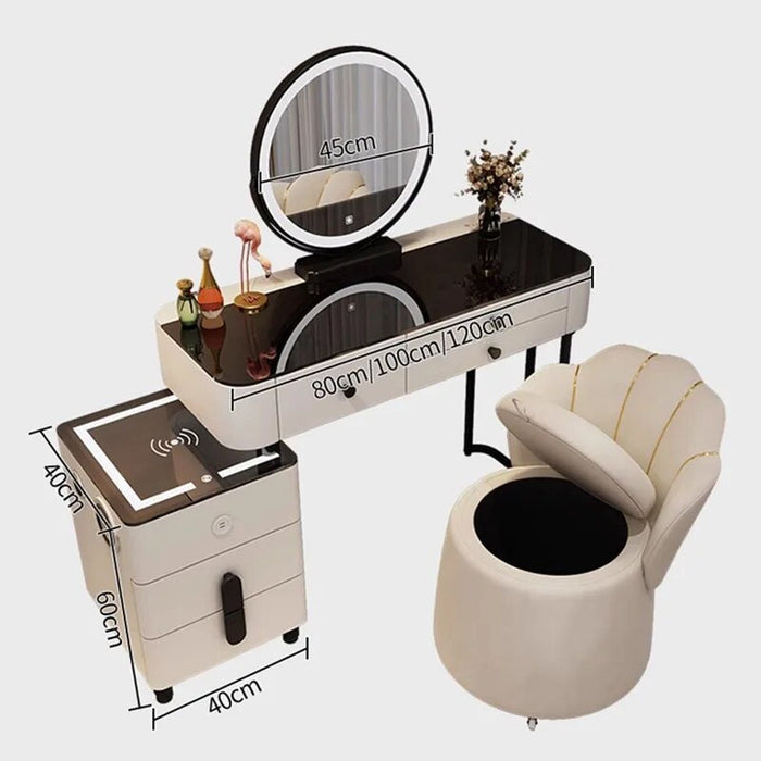 Wood Drawers Vanity Desk China Light Mirror Storage Luxury Multifunction Drawers Dressing Table Modern Girls Bedroom Furniture