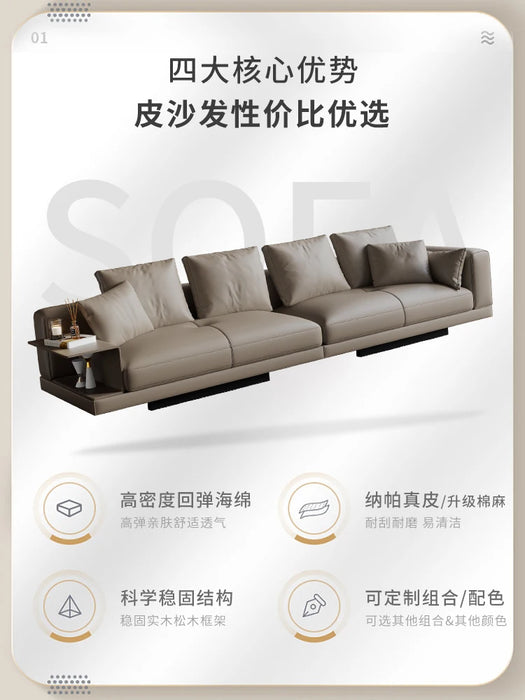 Customized Italian minimalist sofa Italian high-end grand villa large living room modern luxury leather sofa