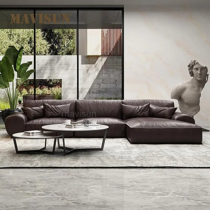 Minimalist Simple Household Comfortable Upholstered Leather Sofa Set Modern Couch Furniture Living Room Armchair For Leisure