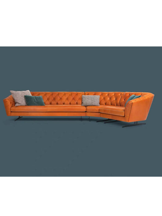 Light luxury sofa villa living room hotel Italian modern semi-circular combination leather sofa