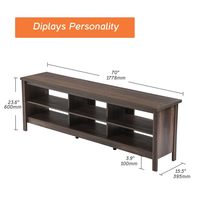 TV Stand for 80 Inch TV, Farmhouse TV Cabinet for 75 inch TV with 6 Storages, Living Room TV Console Table Entertainment Center,