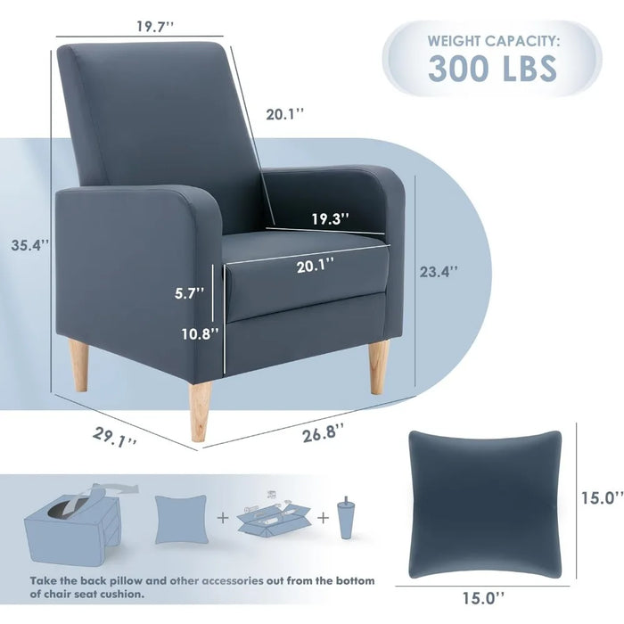Modern Upholstered Accent Chair Armchair With Pillow Living Room Chair Single Comfy Armchairs Recliner Interior Furniture Home