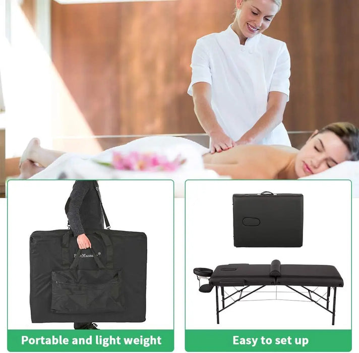 Massage Table Portable Massage Bed Spa Bed 77 Inches Long 30 Inches Wide Height Adjustable 4 Inches Memory Sponge 2 Fold PU Bed