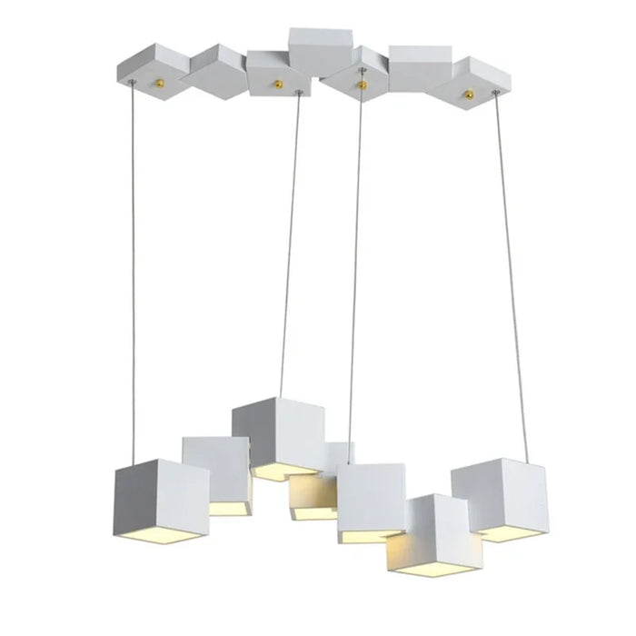 2024 New Art Geometric Personality Creative Simple Rubik's Cube Chandelier Ceiling Chandelier Dining Room Living Room Lighting