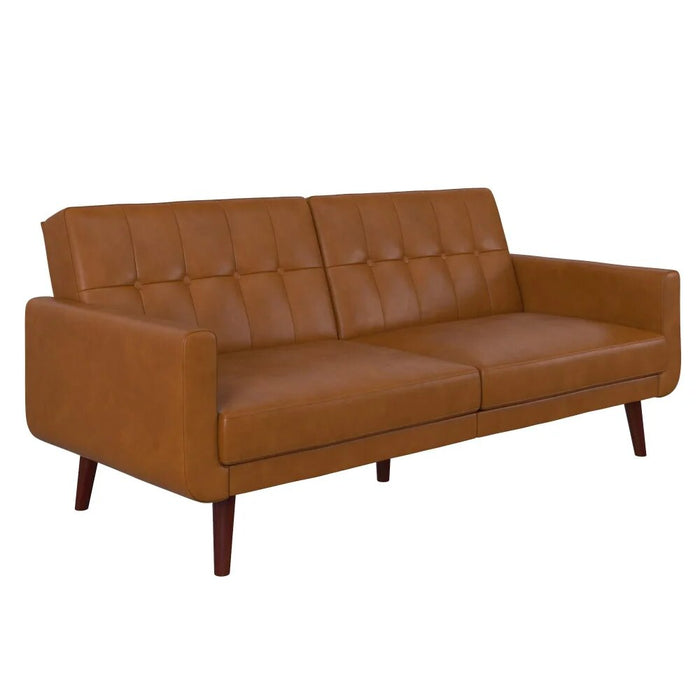 Better Homes & Gardens Nola Modern Futon, Camel Faux Leather sofa set  minimalist sofa