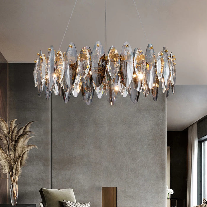 Modern Crystal Chandelier Light Luxury LED Clear Pendant Lamp For Living Room Dining Hall Bedroom Kitchen Island Chandelier