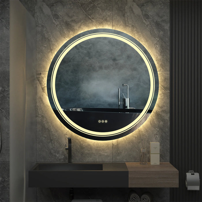 Extra Large Round Bathroom LED Vanity Mirror, UL Certified, Anti-Fog Dimmable Lights IP54 Waterproof Circle Makeup Wall Mounted