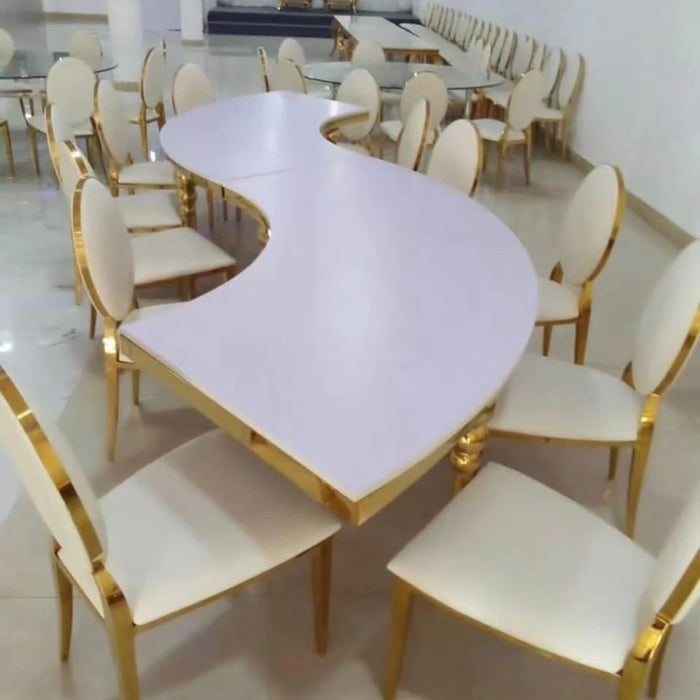 Stainless steel half moon s shape MDF combination wedding hotel party table round diameter
