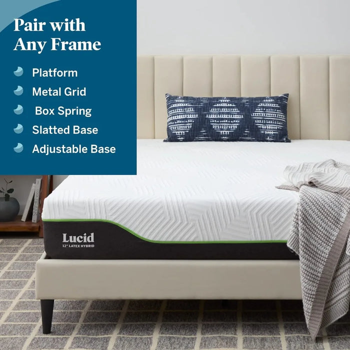 12 Inch Latex Hybrid Mattress - Responsive Latex Foam and Encased Springs - Firm Feel - Motion Isolation